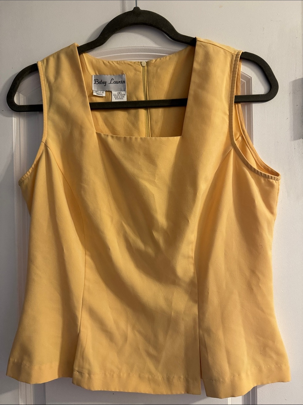 Betsy Lauren Yellow Square-Neck Tank Top